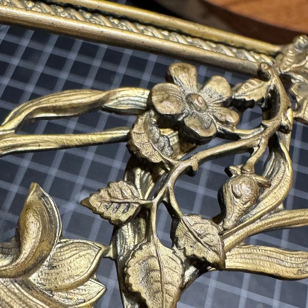 Vintage Art Nouveau Brass Floral Sash Buckle Ornate Lily Rose Edwardian Style